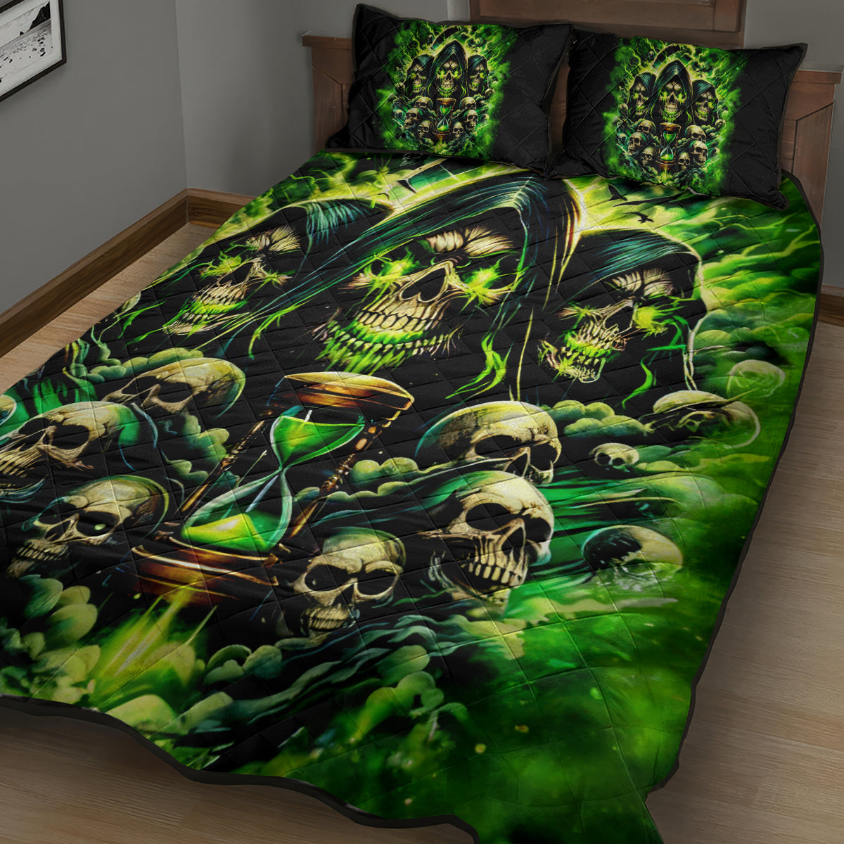 Flame Skull Quilt Bed Set I Have 3 Sides Quite Sweet Funny Crazy - Wonder Print Shop