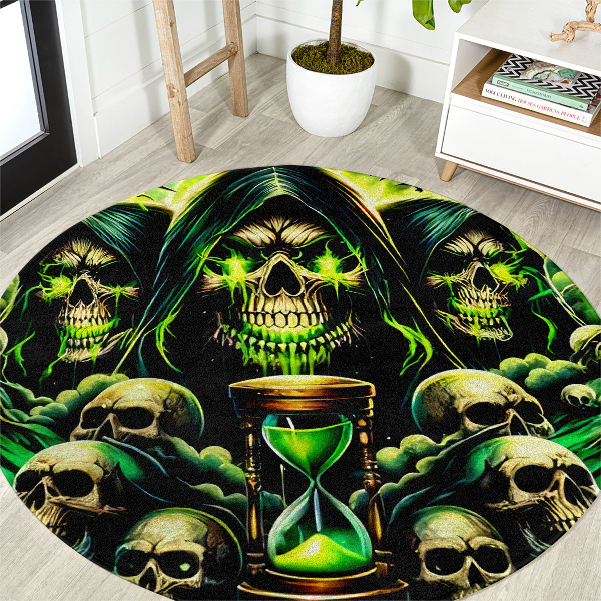 Flame Skull Round Carpet I Have 3 Sides Quite Sweet Funny Crazy