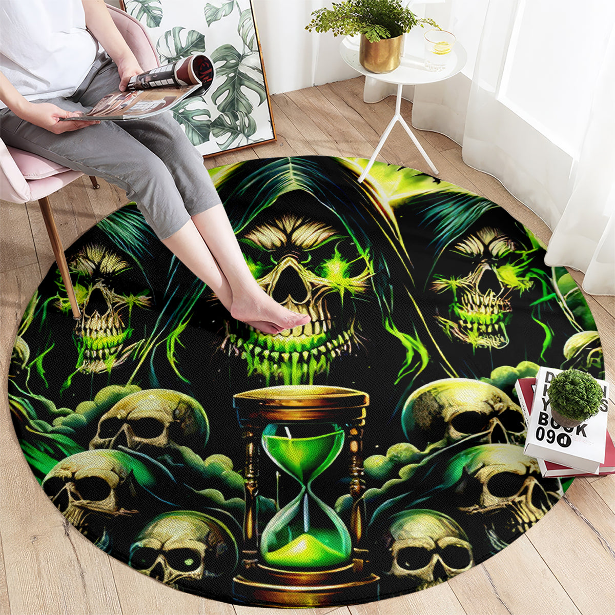 Flame Skull Round Carpet I Have 3 Sides Quite Sweet Funny Crazy