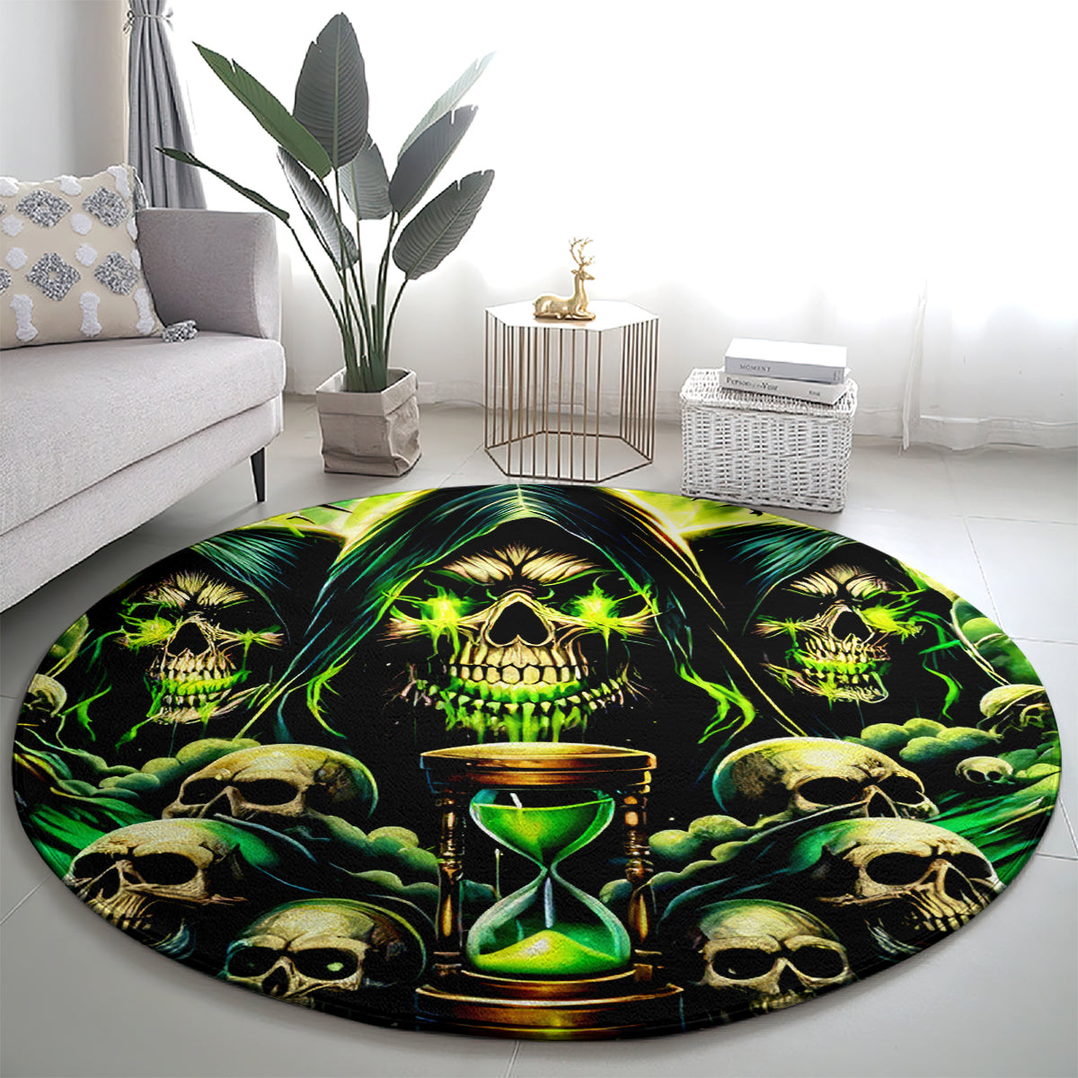 Flame Skull Round Carpet I Have 3 Sides Quite Sweet Funny Crazy