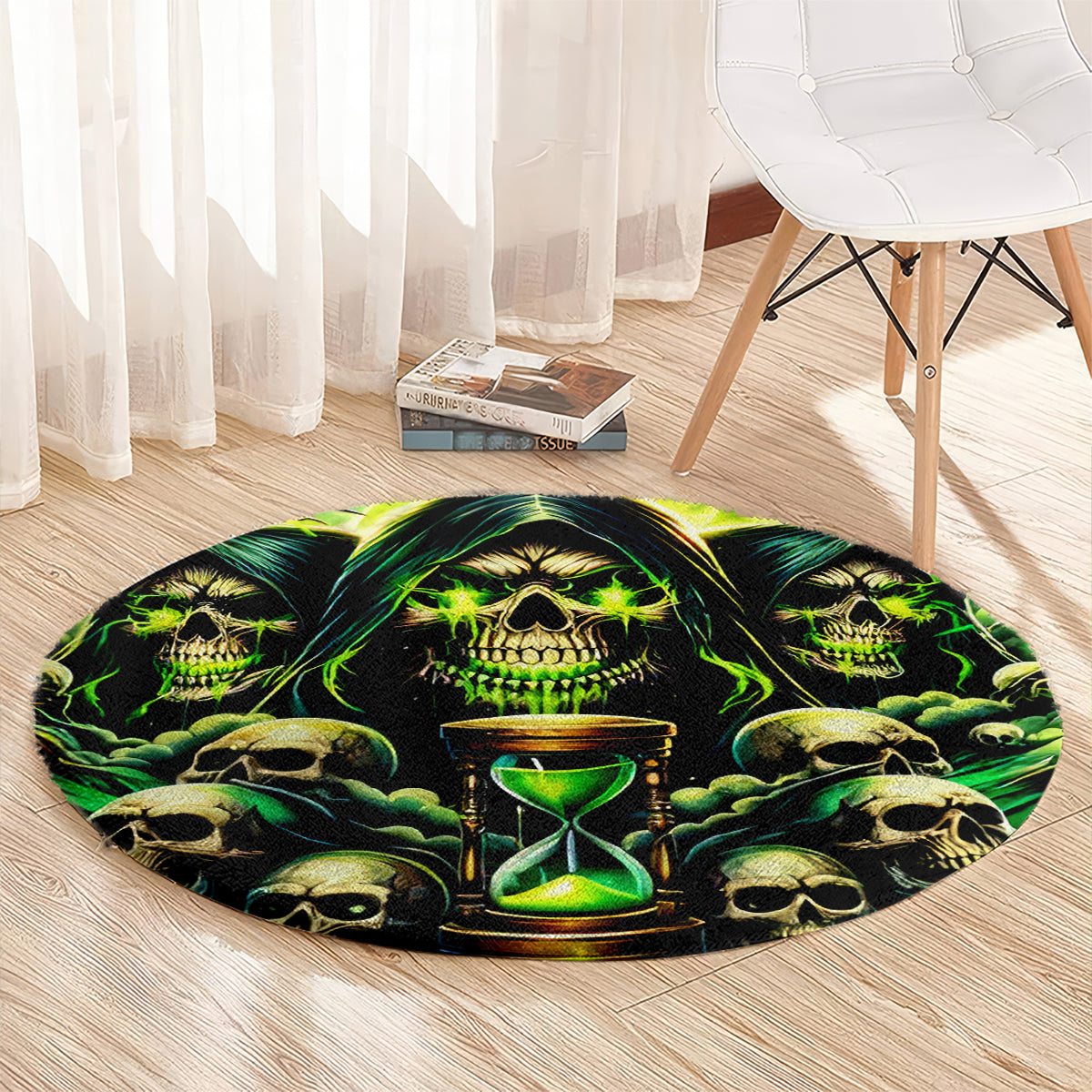 Flame Skull Round Carpet I Have 3 Sides Quite Sweet Funny Crazy