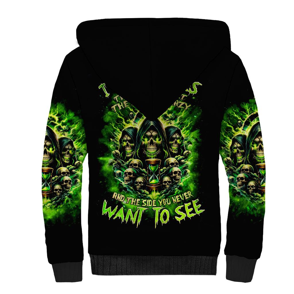 Flame Skull Sherpa Hoodie I Have 3 Sides Quite Sweet Funny Crazy - Wonder Print Shop