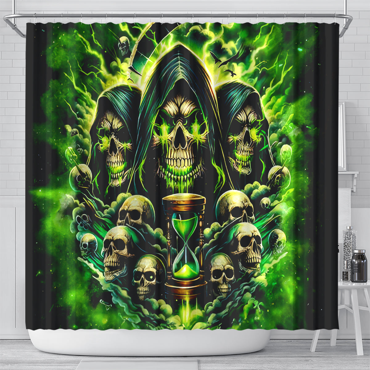 Flame Skull Shower Curtain I Have 3 Sides Quite Sweet Funny Crazy