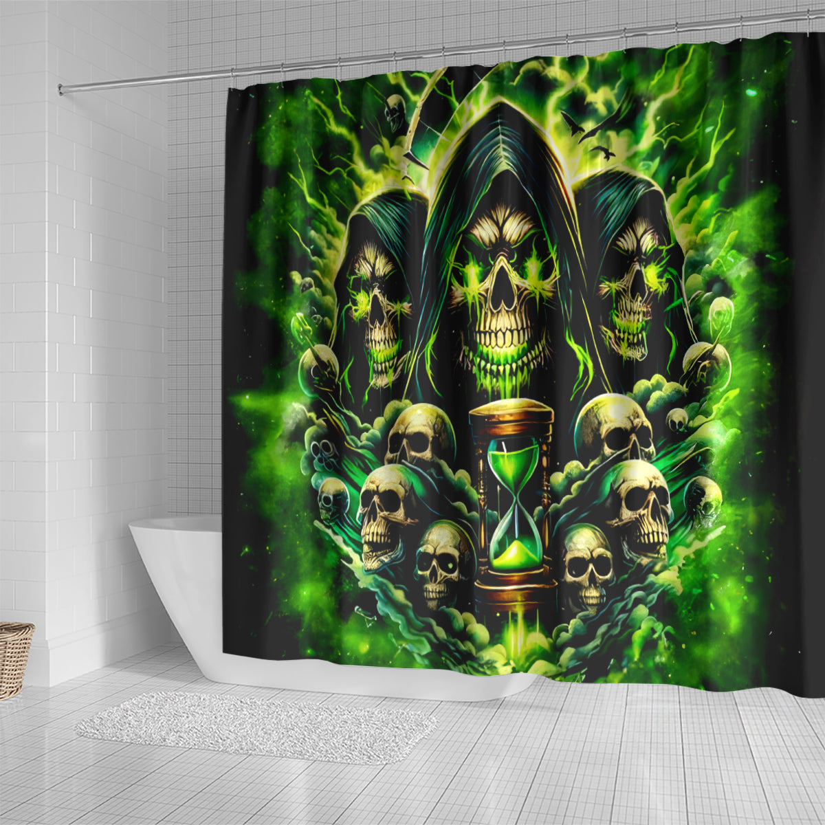 Flame Skull Shower Curtain I Have 3 Sides Quite Sweet Funny Crazy
