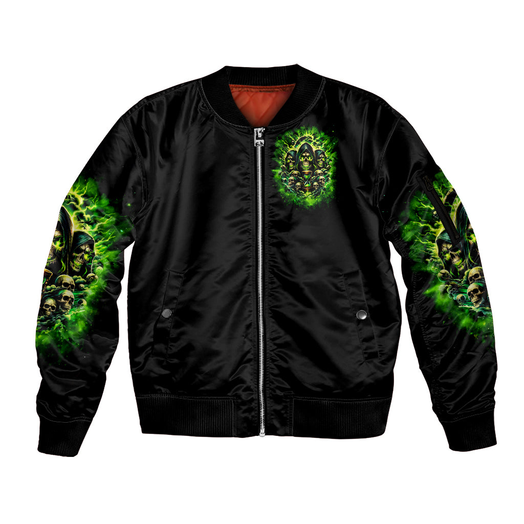 Flame Skull Sleeve Zip Bomber Jacket I Have 3 Sides Quite Sweet Funny Crazy - Wonder Print Shop