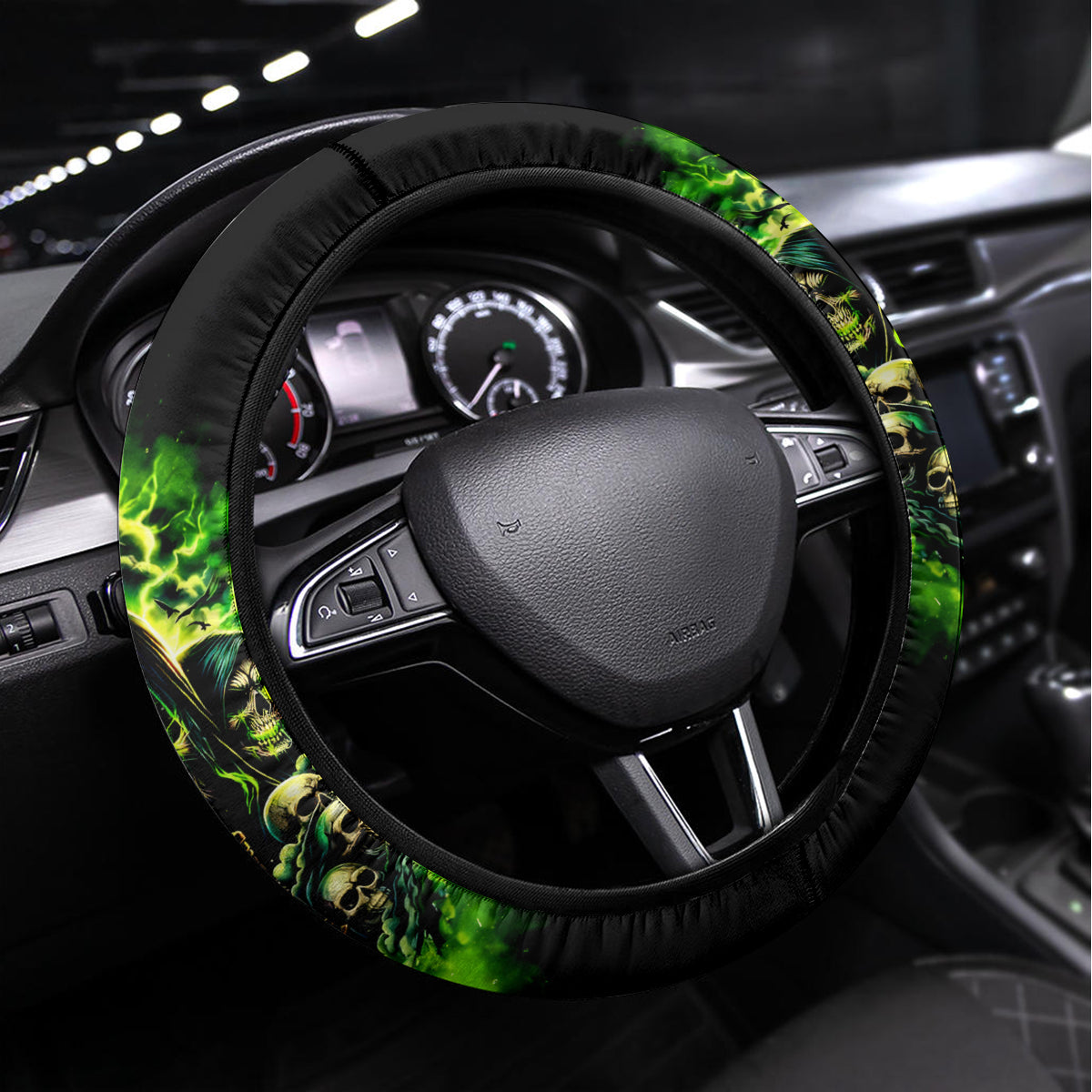 Flame Skull Steering Wheel Cover I Have 3 Sides Quite Sweet Funny Crazy - Wonder Print Shop