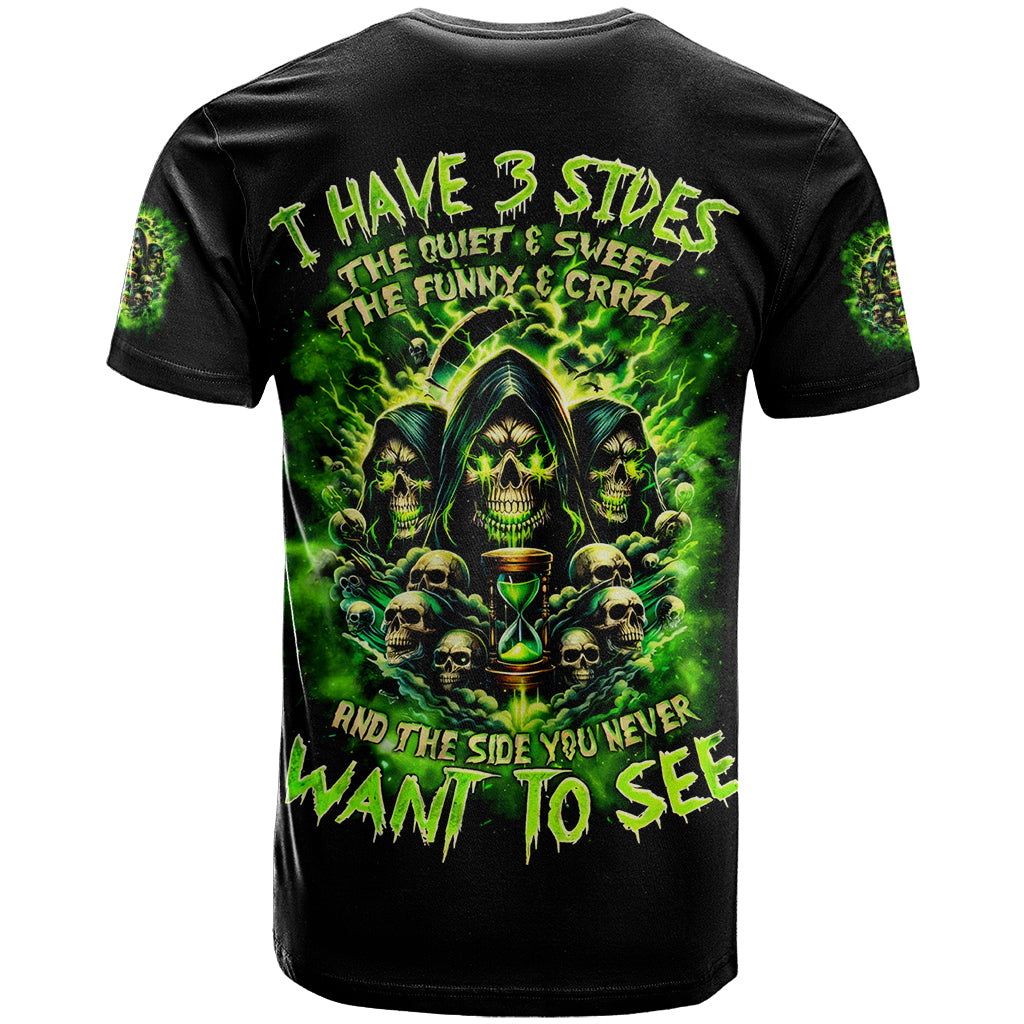 Flame Skull T Shirt I Have 3 Sides Quite Sweet Funny Crazy - Wonder Print Shop