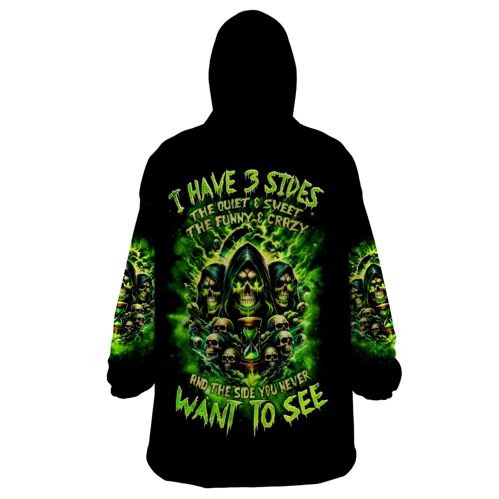 Flame Skull Wearable Blanket Hoodie I Have 3 Sides Quite Sweet Funny Crazy - Wonder Print Shop