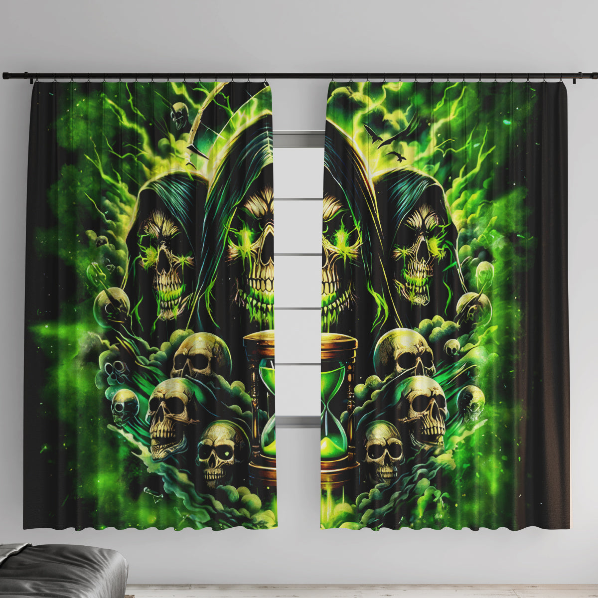 Flame Skull Window Curtain I Have 3 Sides Quite Sweet Funny Crazy - Wonder Print Shop