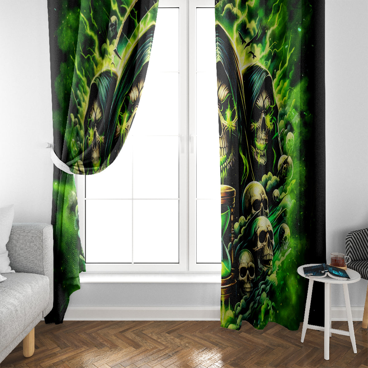 Flame Skull Window Curtain I Have 3 Sides Quite Sweet Funny Crazy - Wonder Print Shop