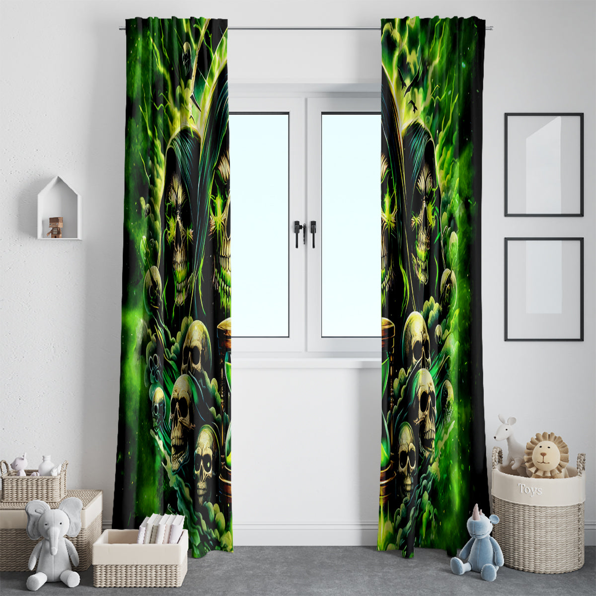 Flame Skull Window Curtain I Have 3 Sides Quite Sweet Funny Crazy - Wonder Print Shop