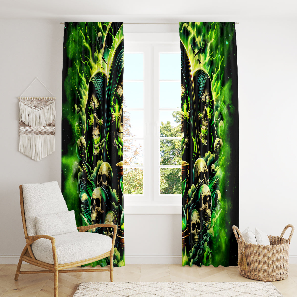 Flame Skull Window Curtain I Have 3 Sides Quite Sweet Funny Crazy - Wonder Print Shop