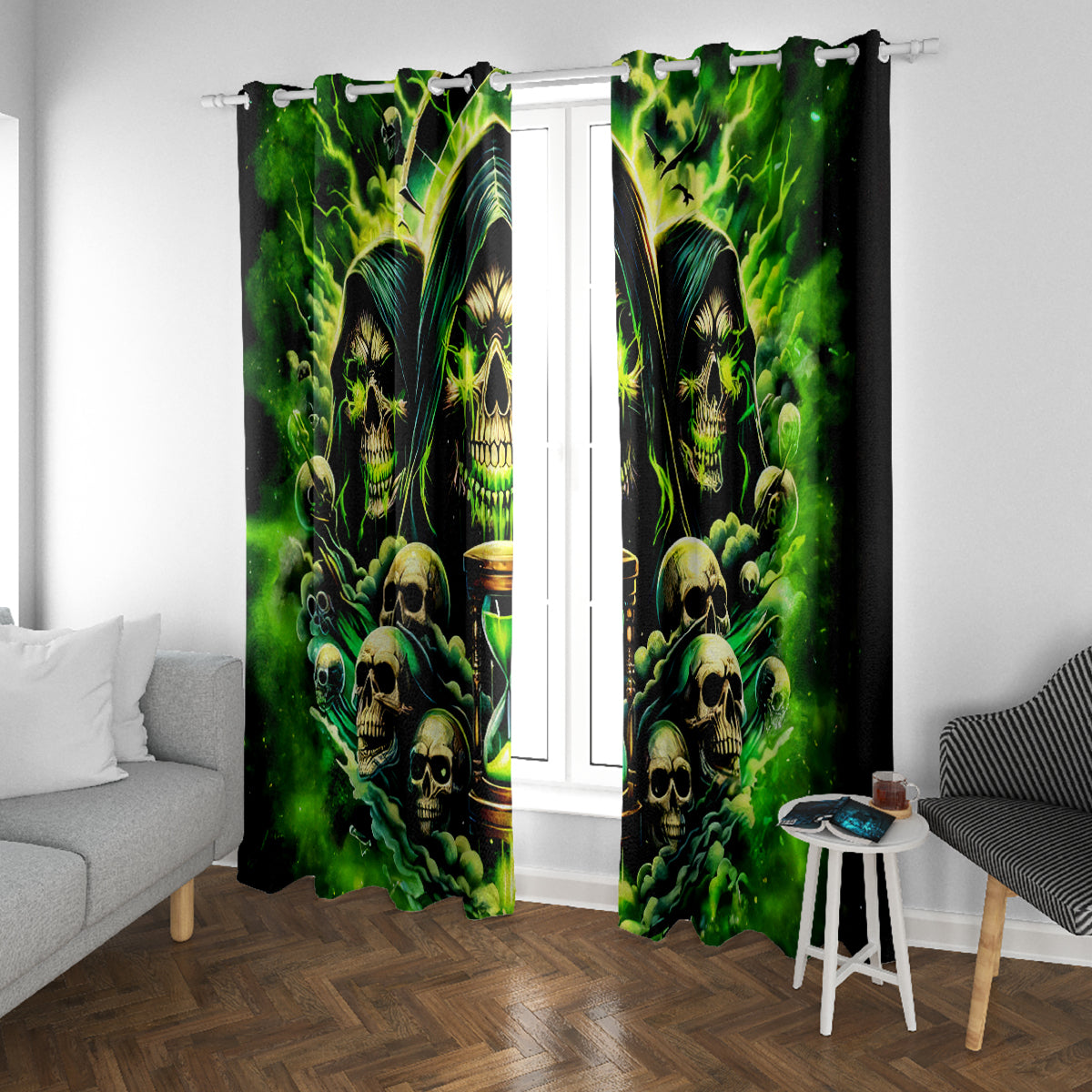 Flame Skull Window Curtain I Have 3 Sides Quite Sweet Funny Crazy - Wonder Print Shop