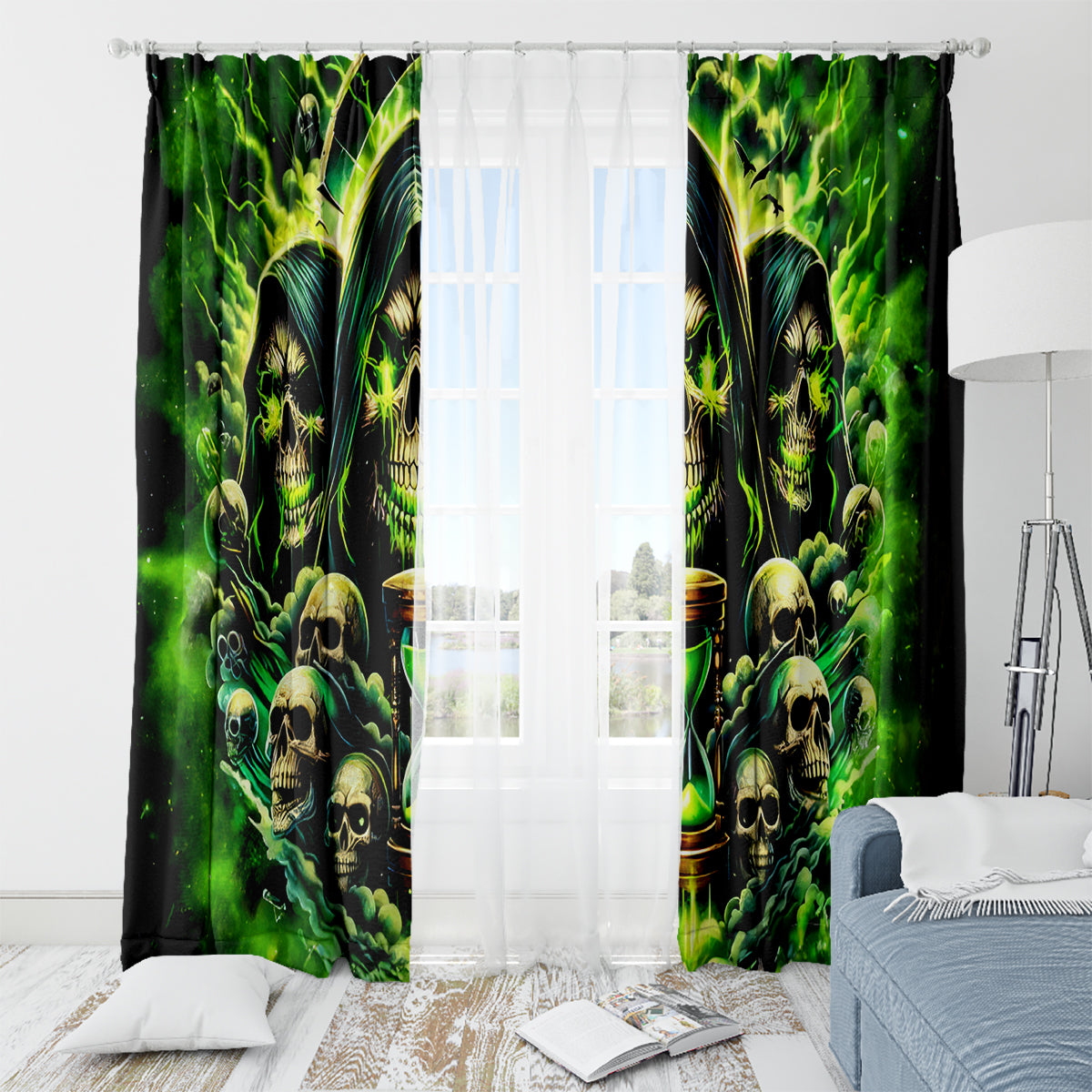 Flame Skull Window Curtain I Have 3 Sides Quite Sweet Funny Crazy - Wonder Print Shop