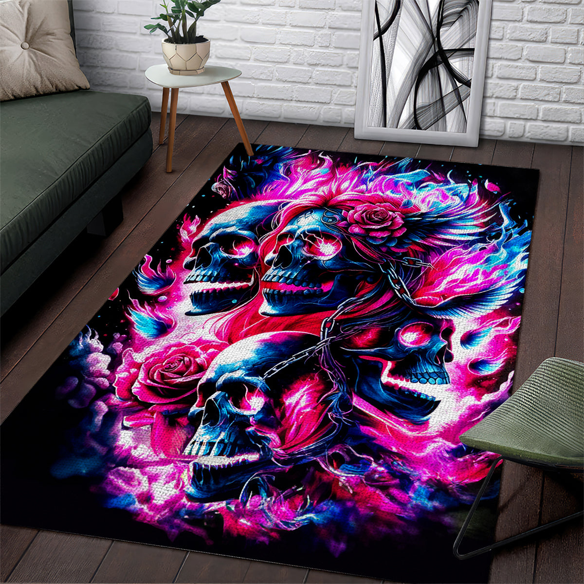 Flame Skull Area Rug The Good Girl In Me Got Tired Of The Bullshit - Wonder Print Shop