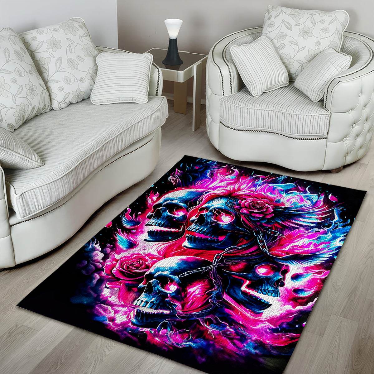 Flame Skull Area Rug The Good Girl In Me Got Tired Of The Bullshit - Wonder Print Shop