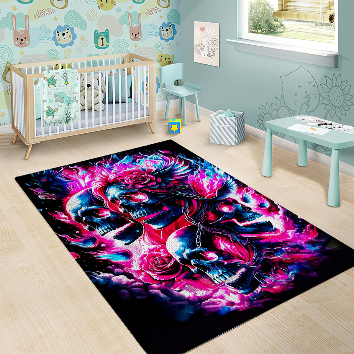 Flame Skull Area Rug The Good Girl In Me Got Tired Of The Bullshit - Wonder Print Shop