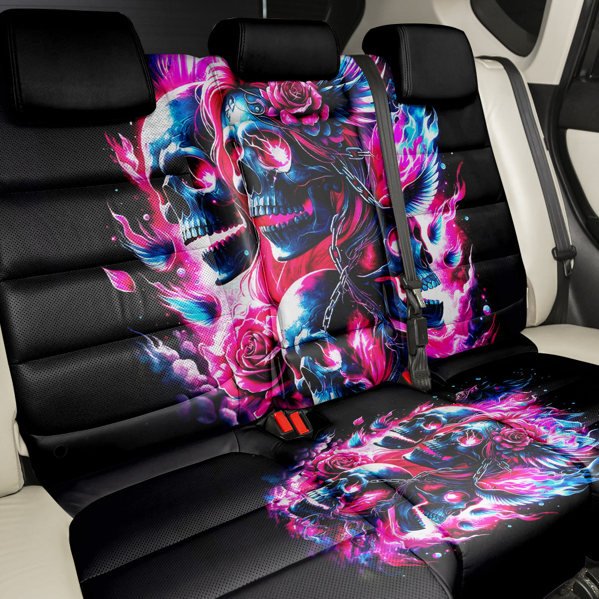 Flame Skull Back Car Seat Cover The Good Girl In Me Got Tired Of The Bullshit - Wonder Print Shop