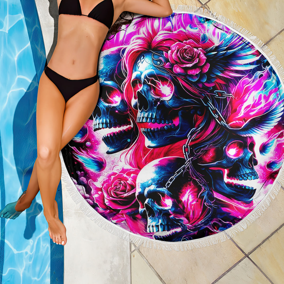 Flame Skull Beach Blanket The Good Girl In Me Got Tired Of The Bullshit - Wonder Print Shop