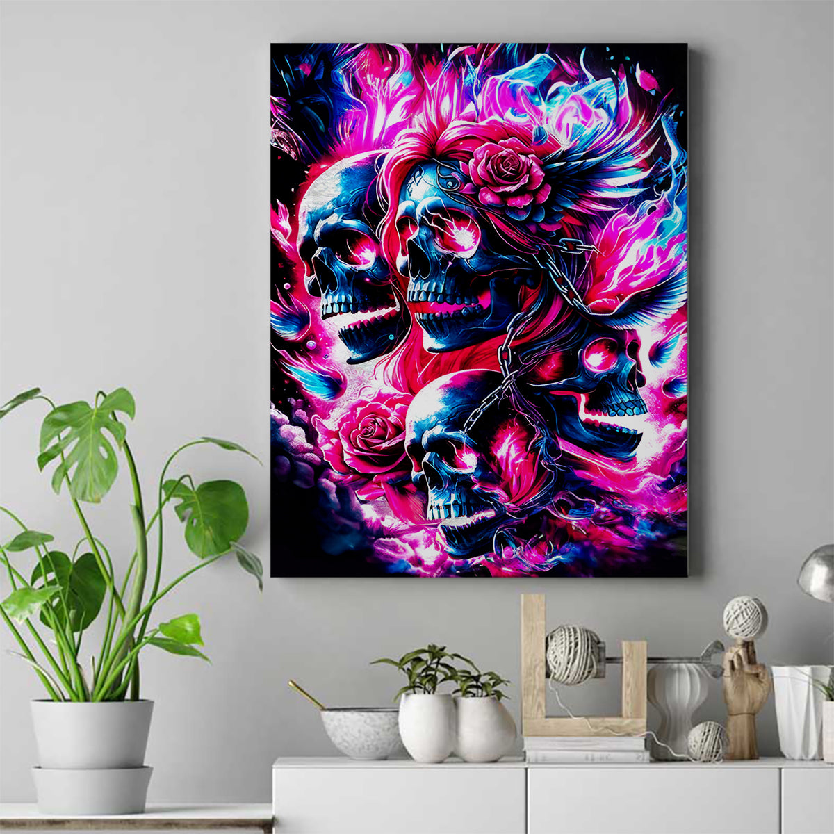 Flame Skull Canvas Wall Art The Good Girl In Me Got Tired Of The Bullshit - Wonder Print Shop