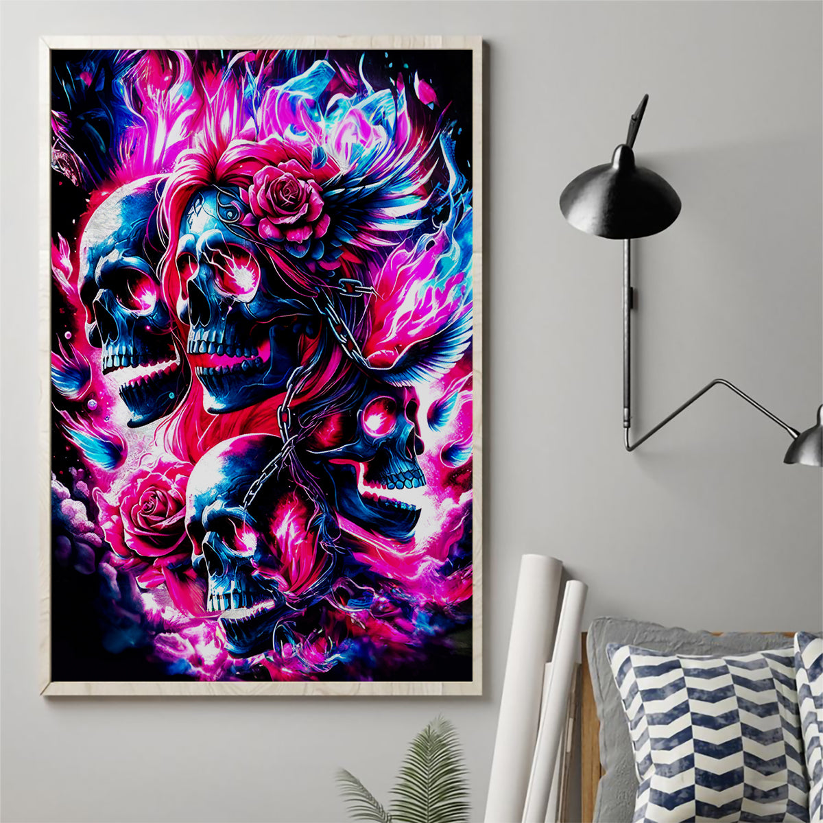 Flame Skull Canvas Wall Art The Good Girl In Me Got Tired Of The Bullshit - Wonder Print Shop