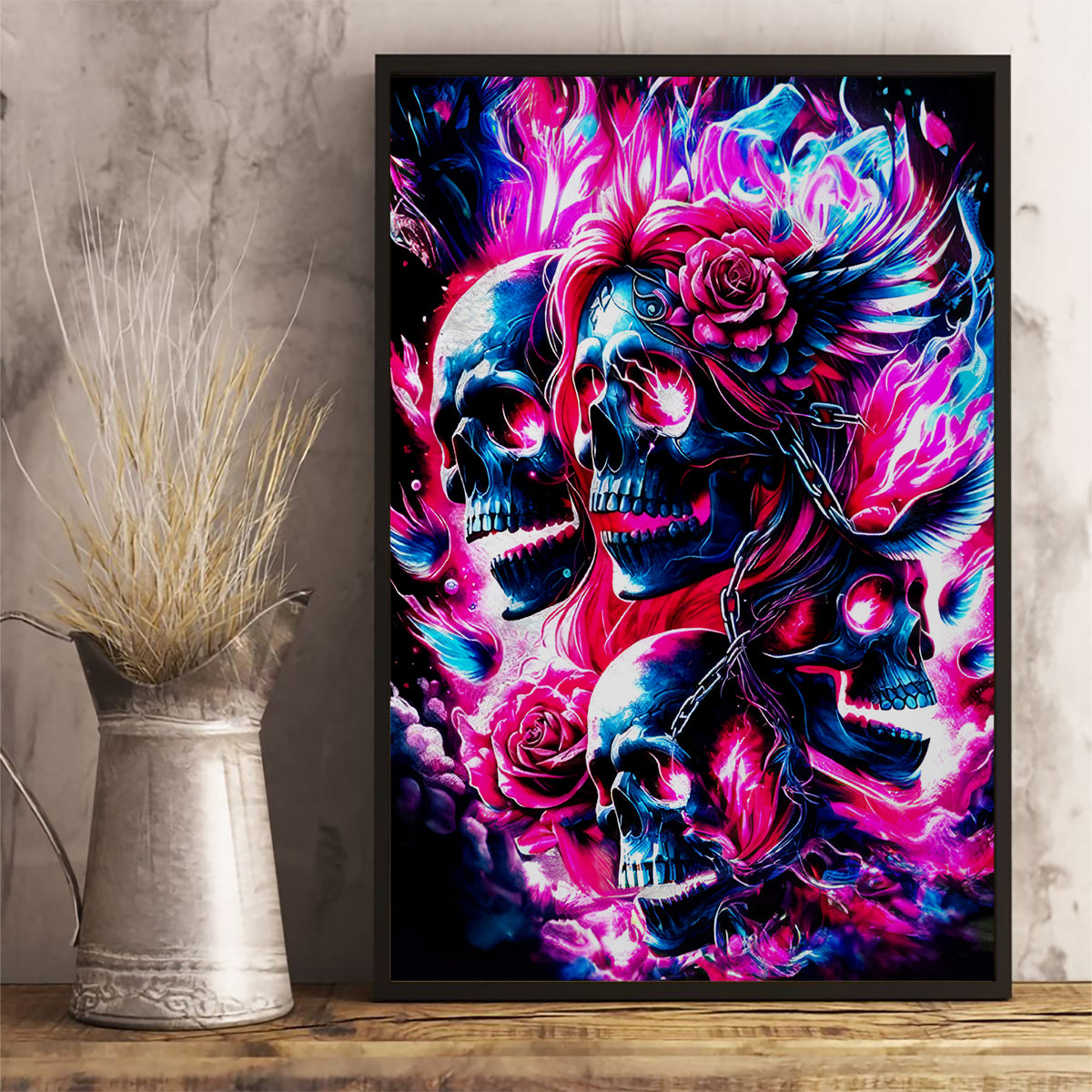 Flame Skull Canvas Wall Art The Good Girl In Me Got Tired Of The Bullshit - Wonder Print Shop