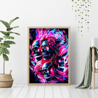 Flame Skull Canvas Wall Art The Good Girl In Me Got Tired Of The Bullshit - Wonder Print Shop