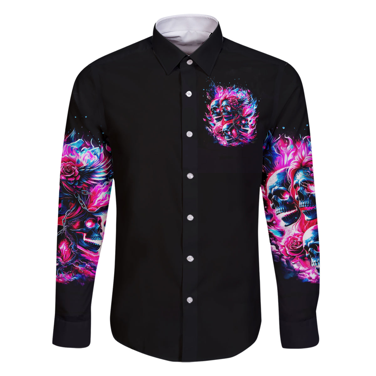 Flame Skull Family Matching Short Sleeve Bodycon Dress and Hawaiian Shirt The Good Girl In Me Got Tired Of The Bullshit - Wonder Print Shop