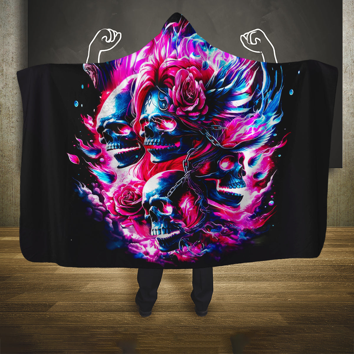 Flame Skull Hooded Blanket The Good Girl In Me Got Tired Of The Bullshit