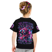 Flame Skull Kid T Shirt The Good Girl In Me Got Tired Of The Bullshit - Wonder Print Shop
