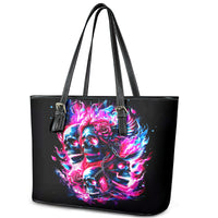 Flame Skull Leather Tote Bag The Good Girl In Me Got Tired Of The Bullshit - Wonder Print Shop