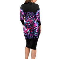 Flame Skull Long Sleeve Bodycon Dress The Good Girl In Me Got Tired Of The Bullshit - Wonder Print Shop