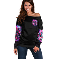 Flame Skull Off Shoulder Sweater The Good Girl In Me Got Tired Of The Bullshit - Wonder Print Shop