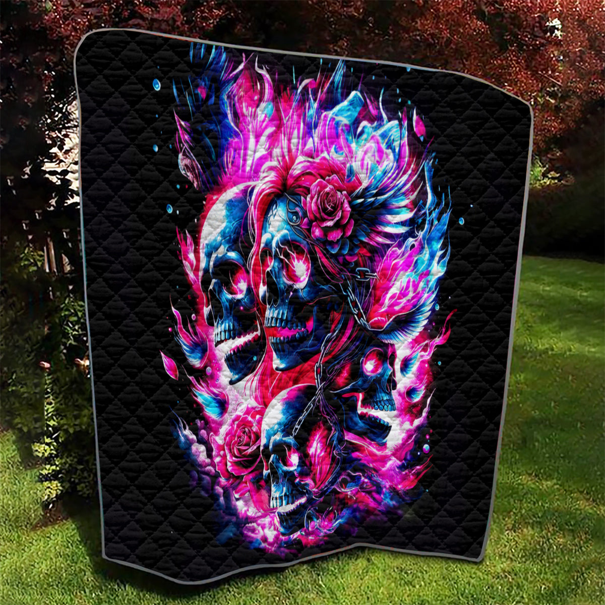 Flame Skull Quilt The Good Girl In Me Got Tired Of The Bullshit - Wonder Print Shop