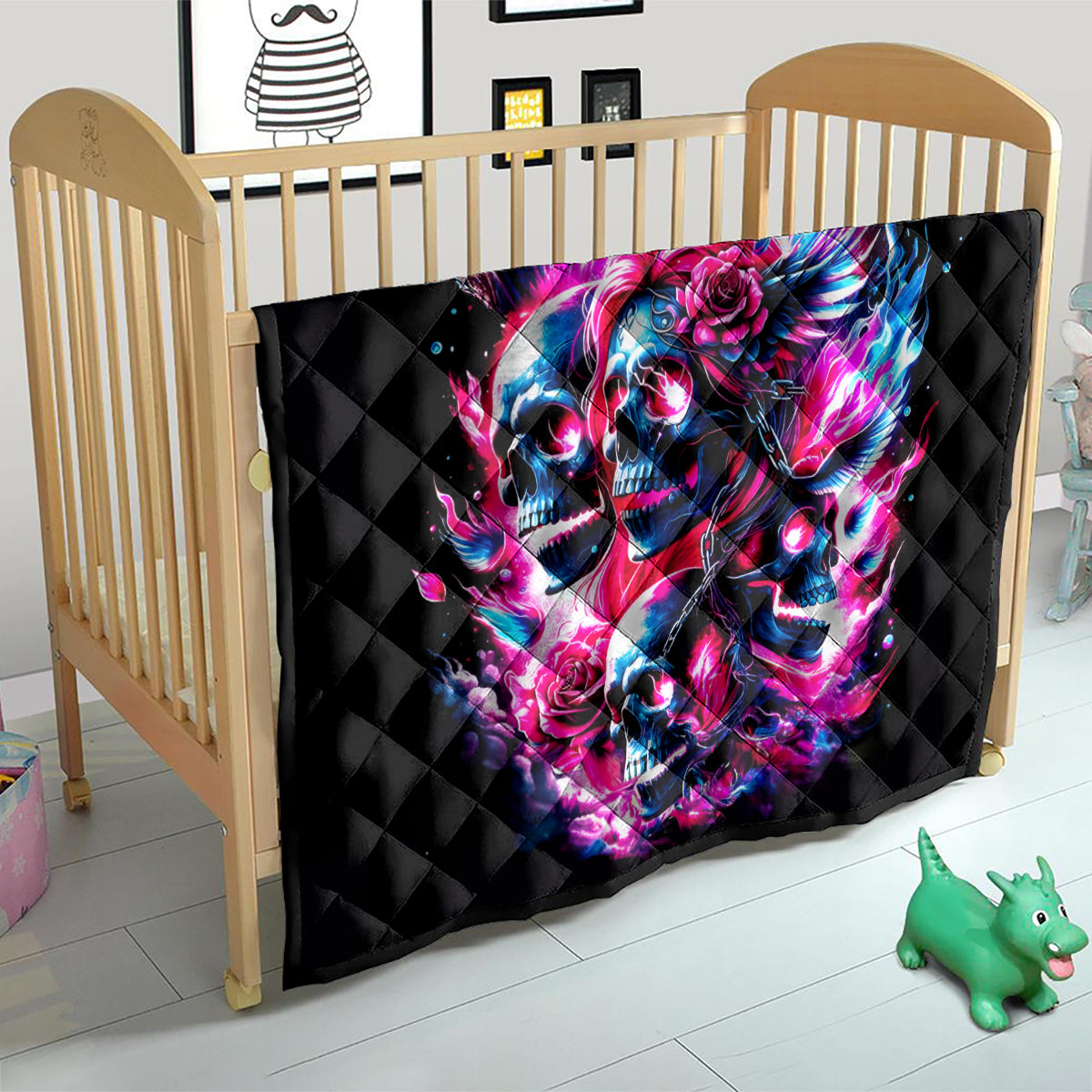 Flame Skull Quilt The Good Girl In Me Got Tired Of The Bullshit - Wonder Print Shop