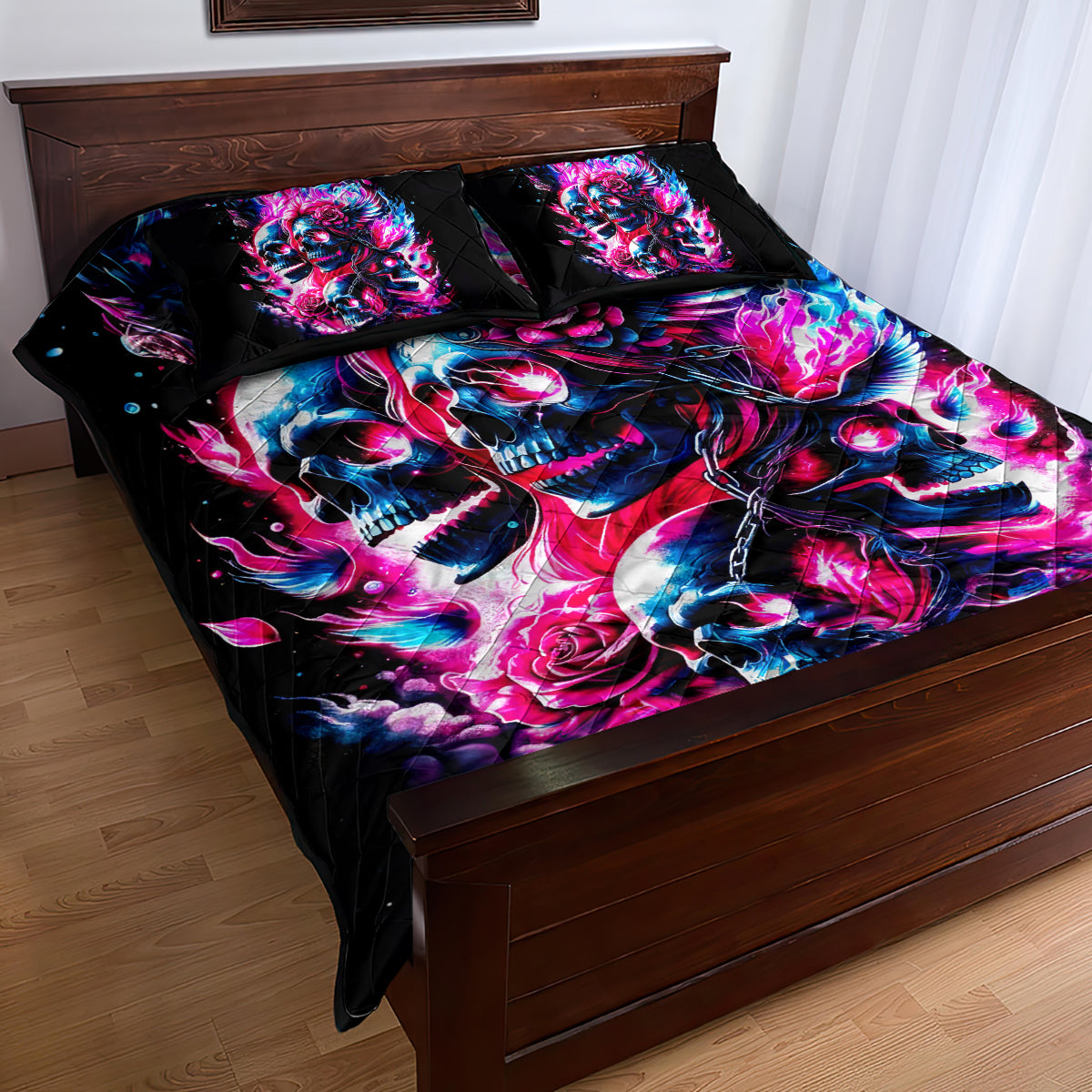 Flame Skull Quilt Bed Set The Good Girl In Me Got Tired Of The Bullshit - Wonder Print Shop