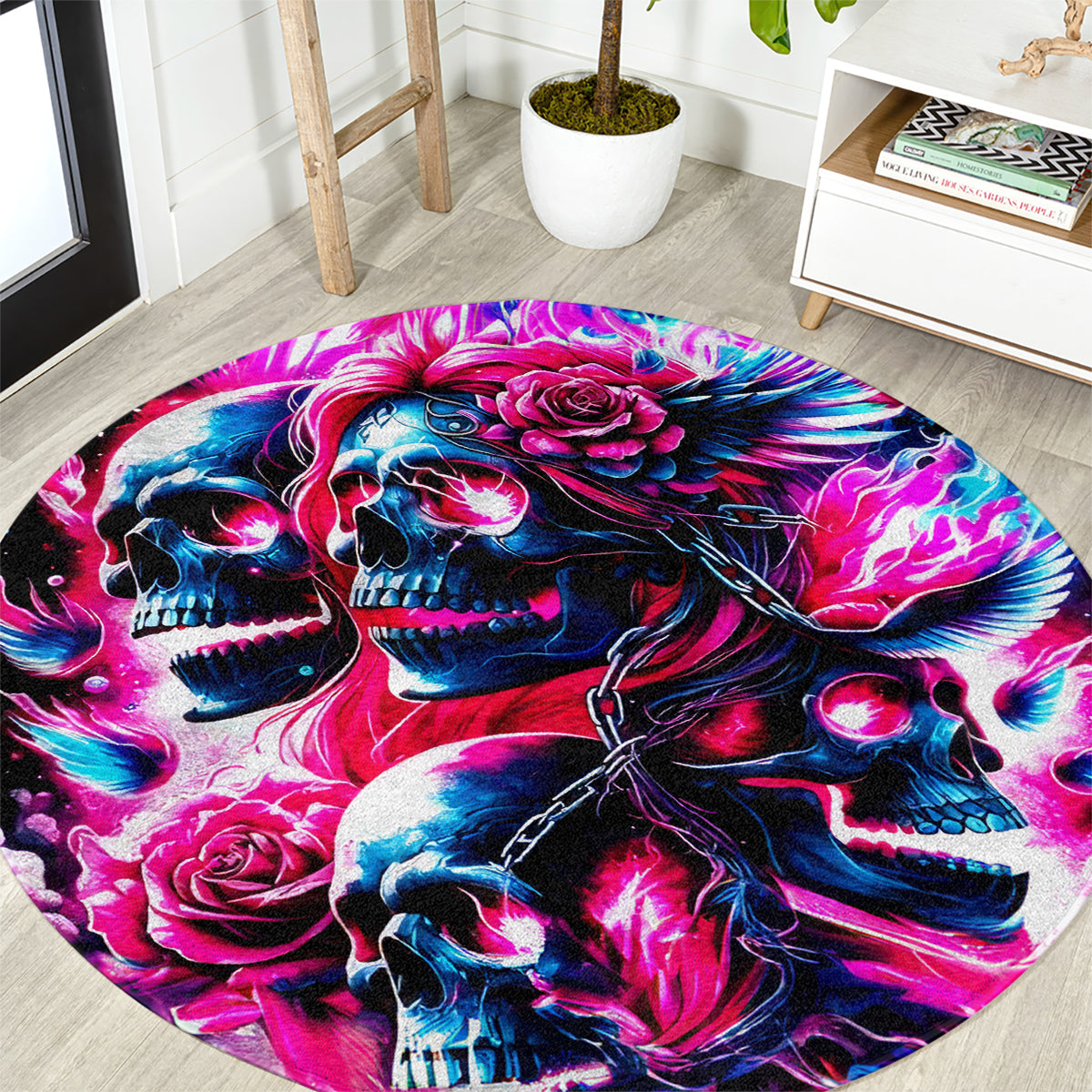 Flame Skull Round Carpet The Good Girl In Me Got Tired Of The Bullshit