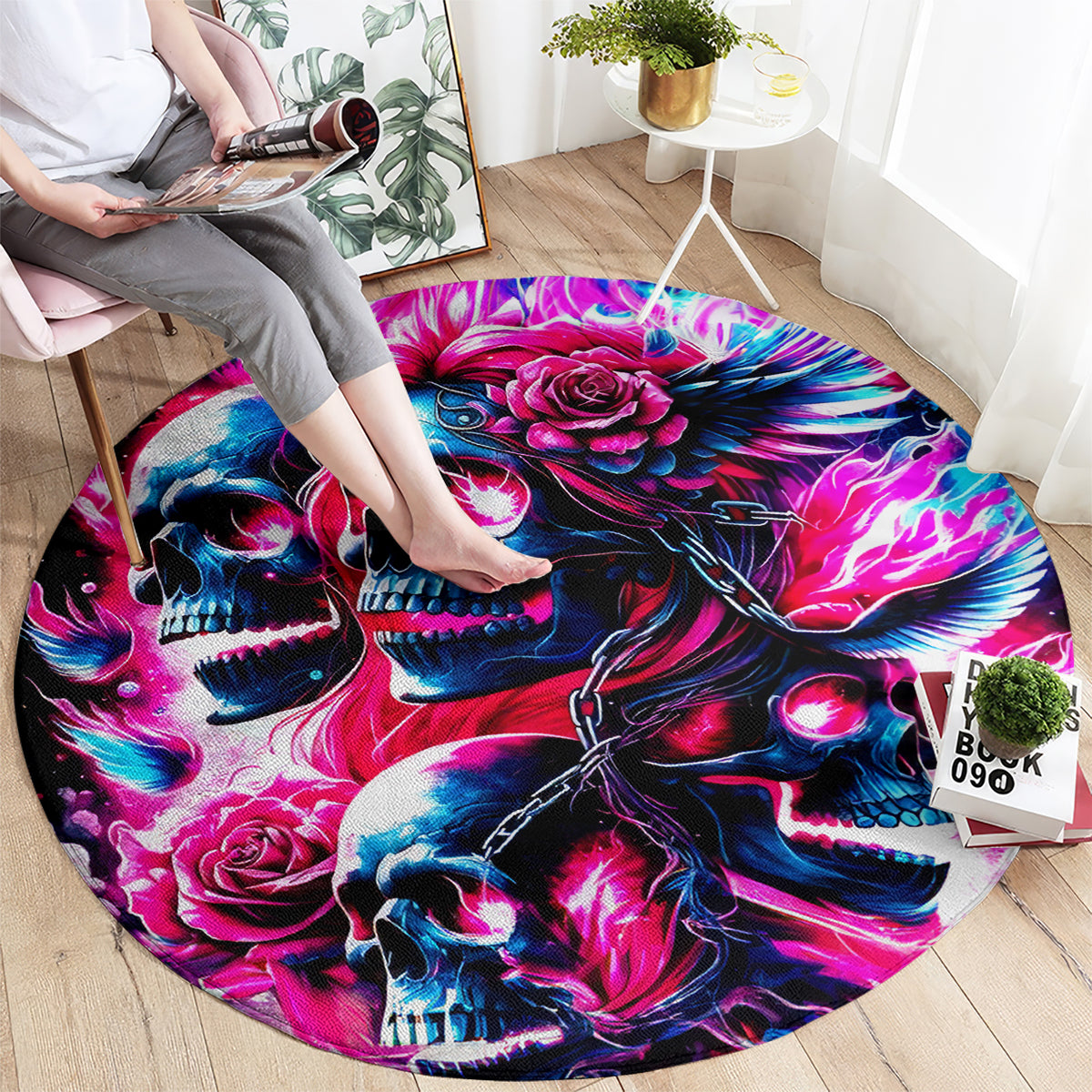 Flame Skull Round Carpet The Good Girl In Me Got Tired Of The Bullshit