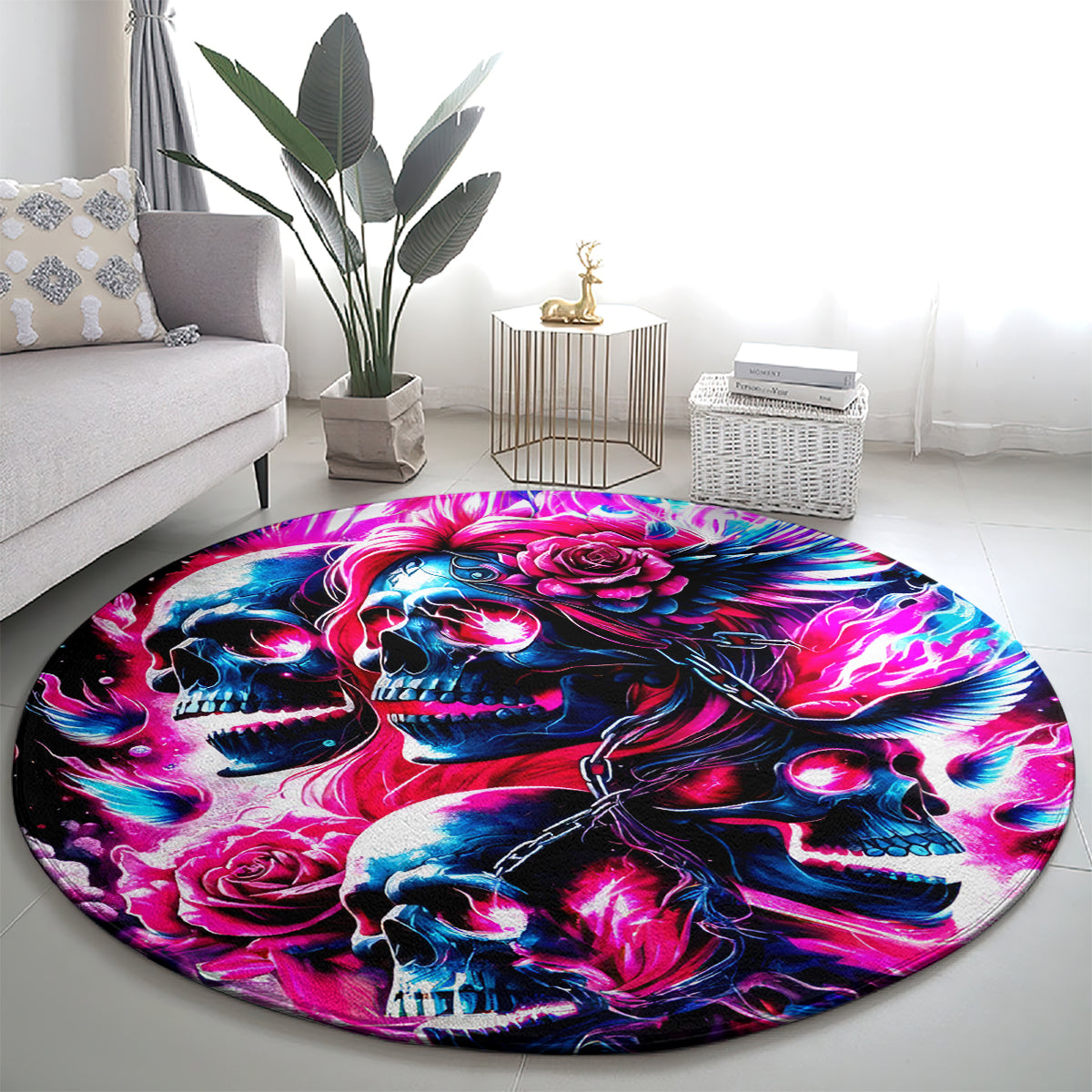 Flame Skull Round Carpet The Good Girl In Me Got Tired Of The Bullshit