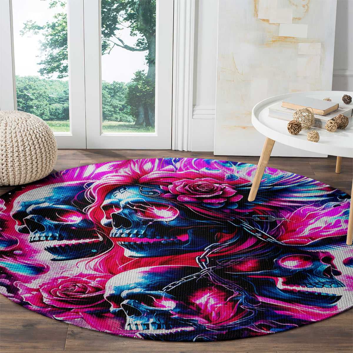 Flame Skull Round Carpet The Good Girl In Me Got Tired Of The Bullshit