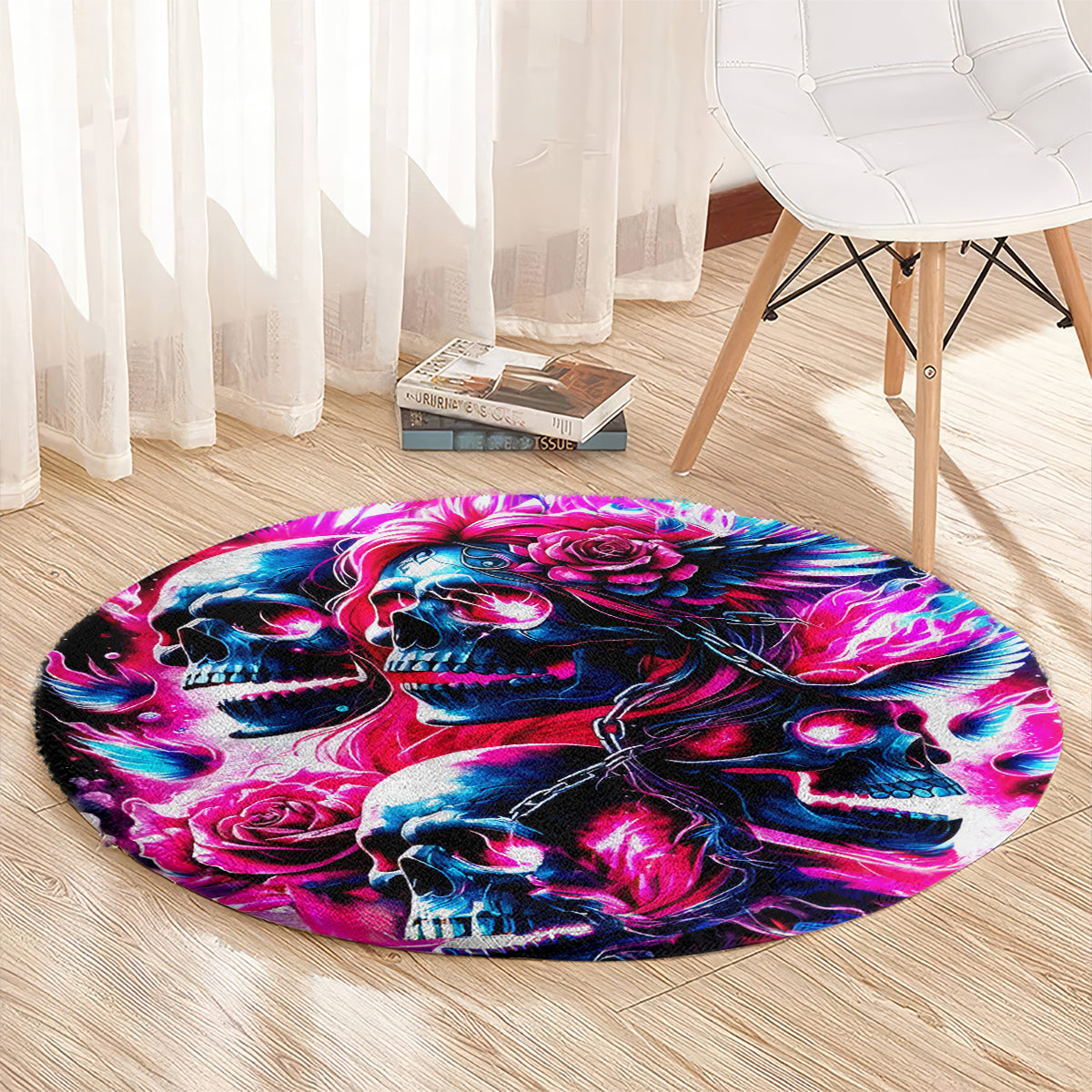 Flame Skull Round Carpet The Good Girl In Me Got Tired Of The Bullshit