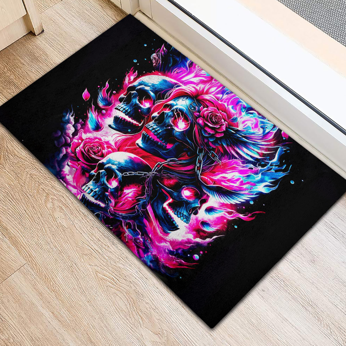 Flame Skull Rubber Doormat The Good Girl In Me Got Tired Of The Bullshit - Wonder Print Shop
