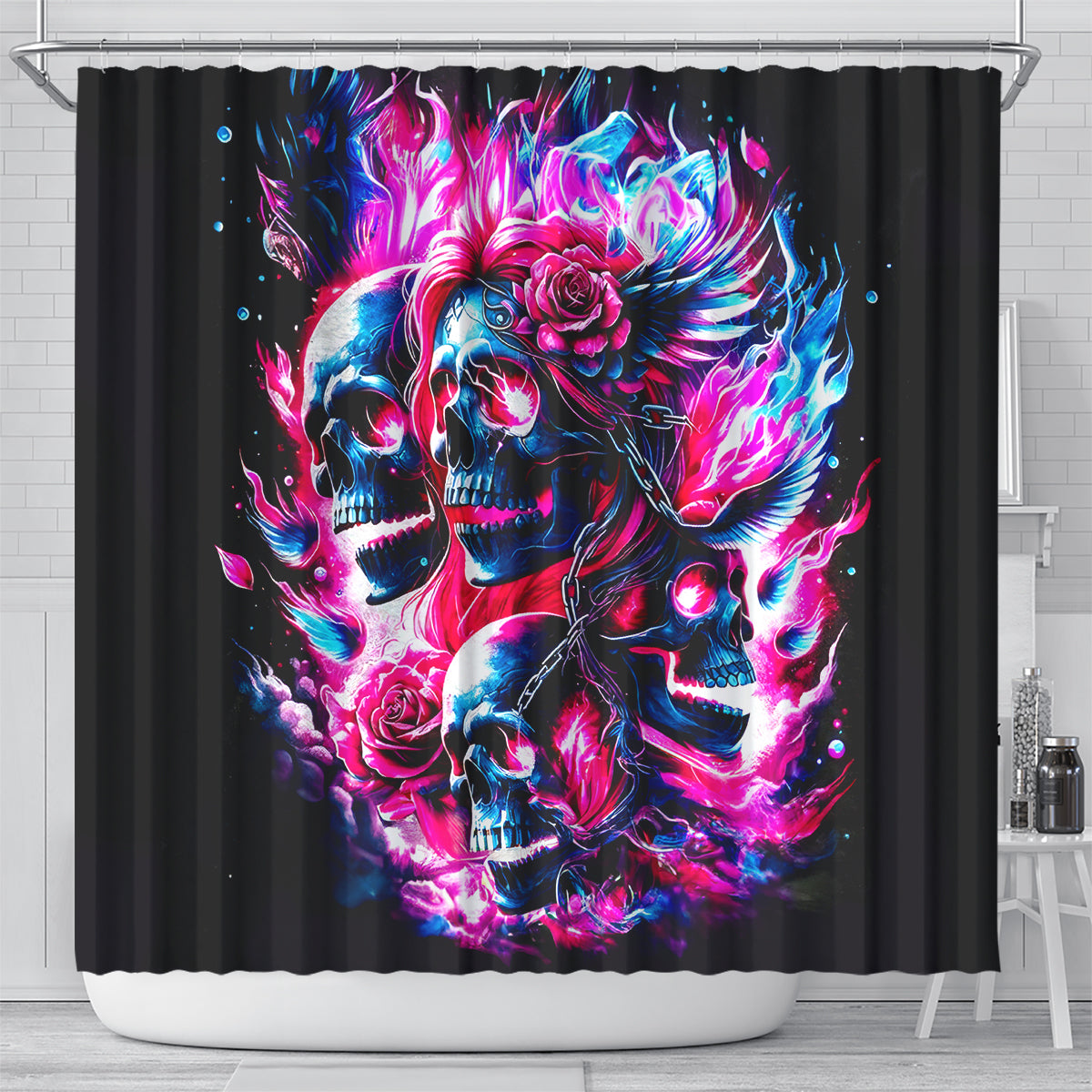 Flame Skull Shower Curtain The Good Girl In Me Got Tired Of The Bullshit