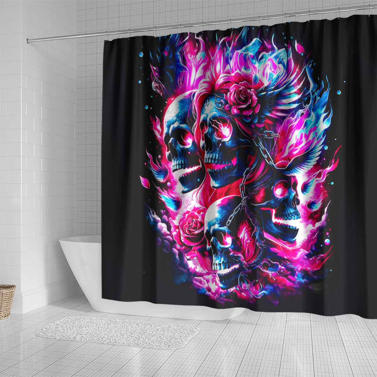 Flame Skull Shower Curtain The Good Girl In Me Got Tired Of The Bullshit