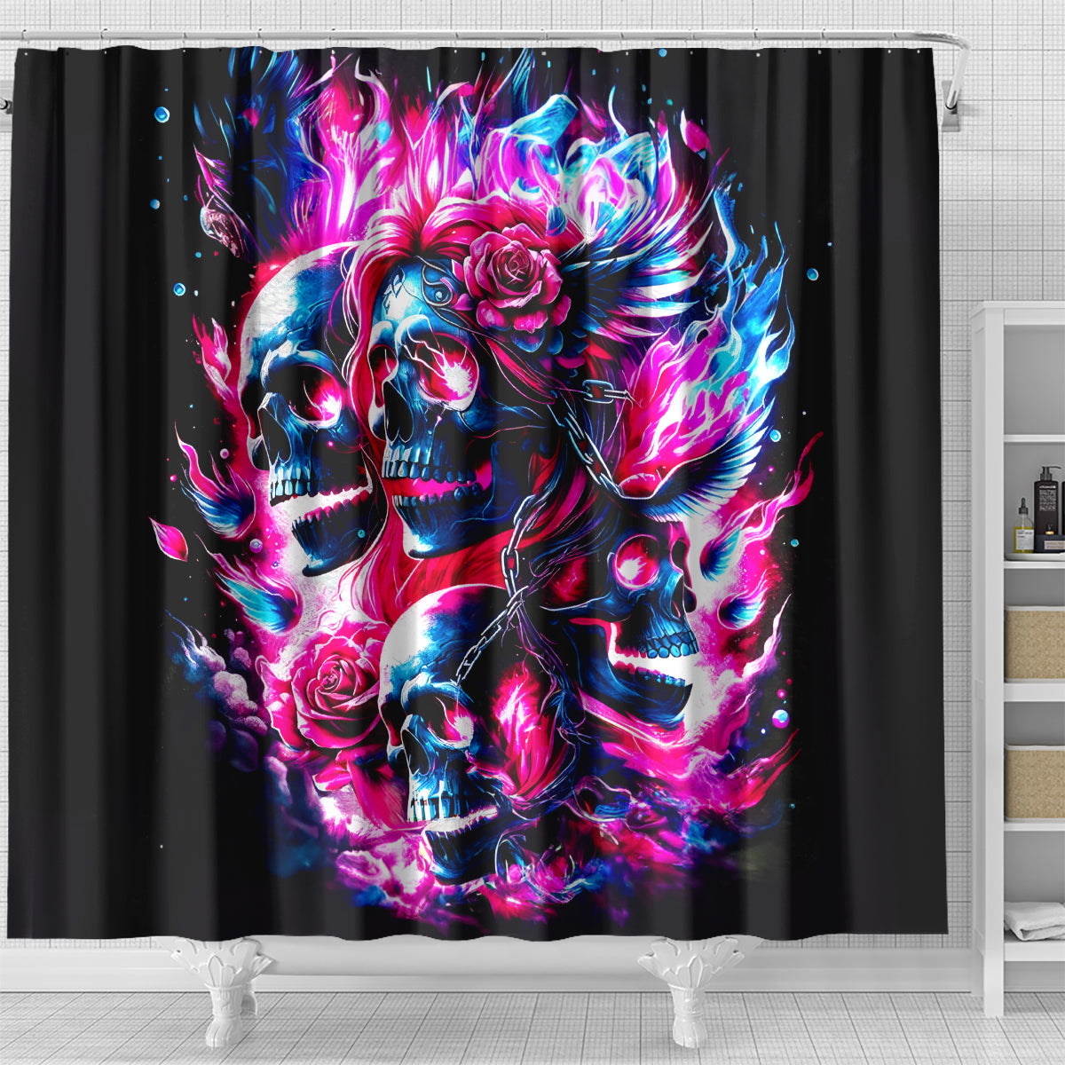 Flame Skull Shower Curtain The Good Girl In Me Got Tired Of The Bullshit