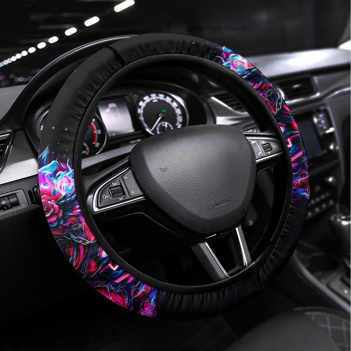 Flame Skull Steering Wheel Cover The Good Girl In Me Got Tired Of The Bullshit - Wonder Print Shop