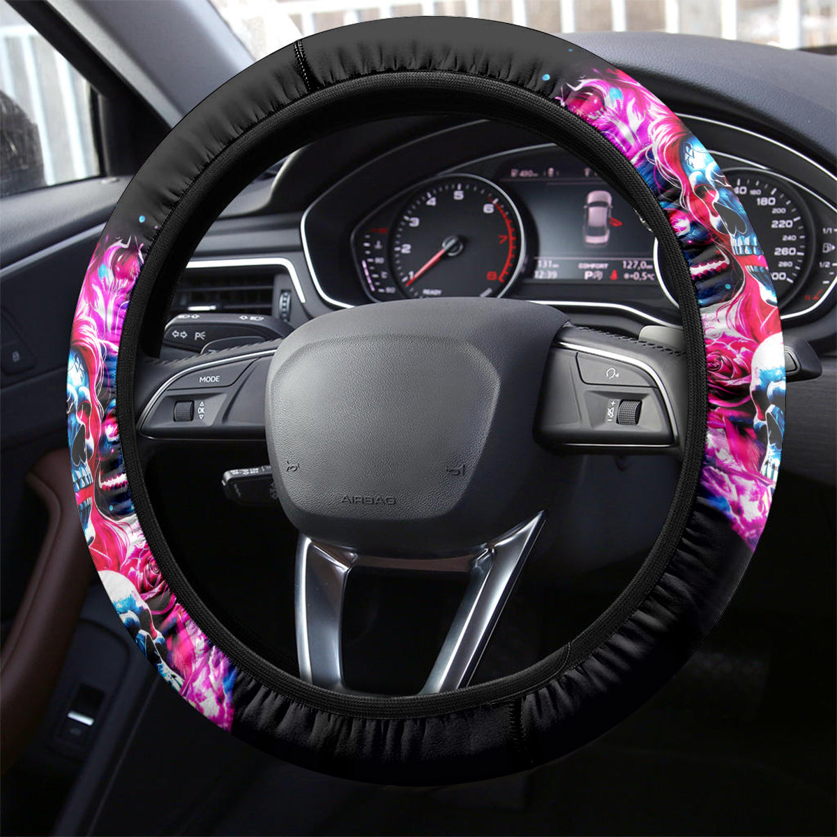 Flame Skull Steering Wheel Cover The Good Girl In Me Got Tired Of The Bullshit - Wonder Print Shop