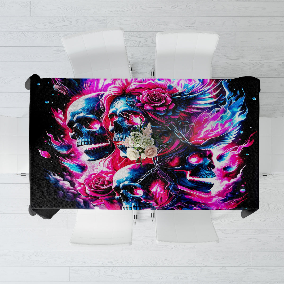 Flame Skull Tablecloth The Good Girl In Me Got Tired Of The Bullshit - Wonder Print Shop