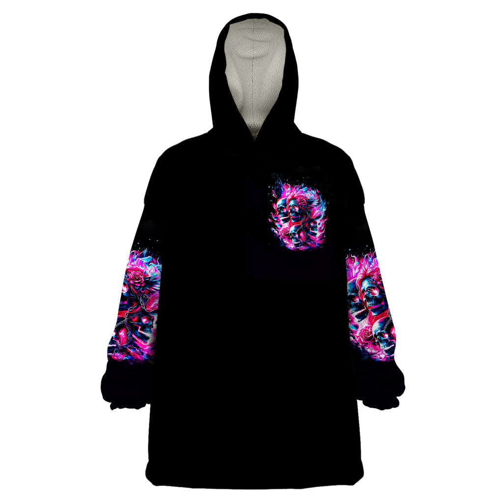 Flame Skull Wearable Blanket Hoodie The Good Girl In Me Got Tired Of The Bullshit - Wonder Print Shop
