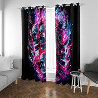 Flame Skull Window Curtain The Good Girl In Me Got Tired Of The Bullshit - Wonder Print Shop